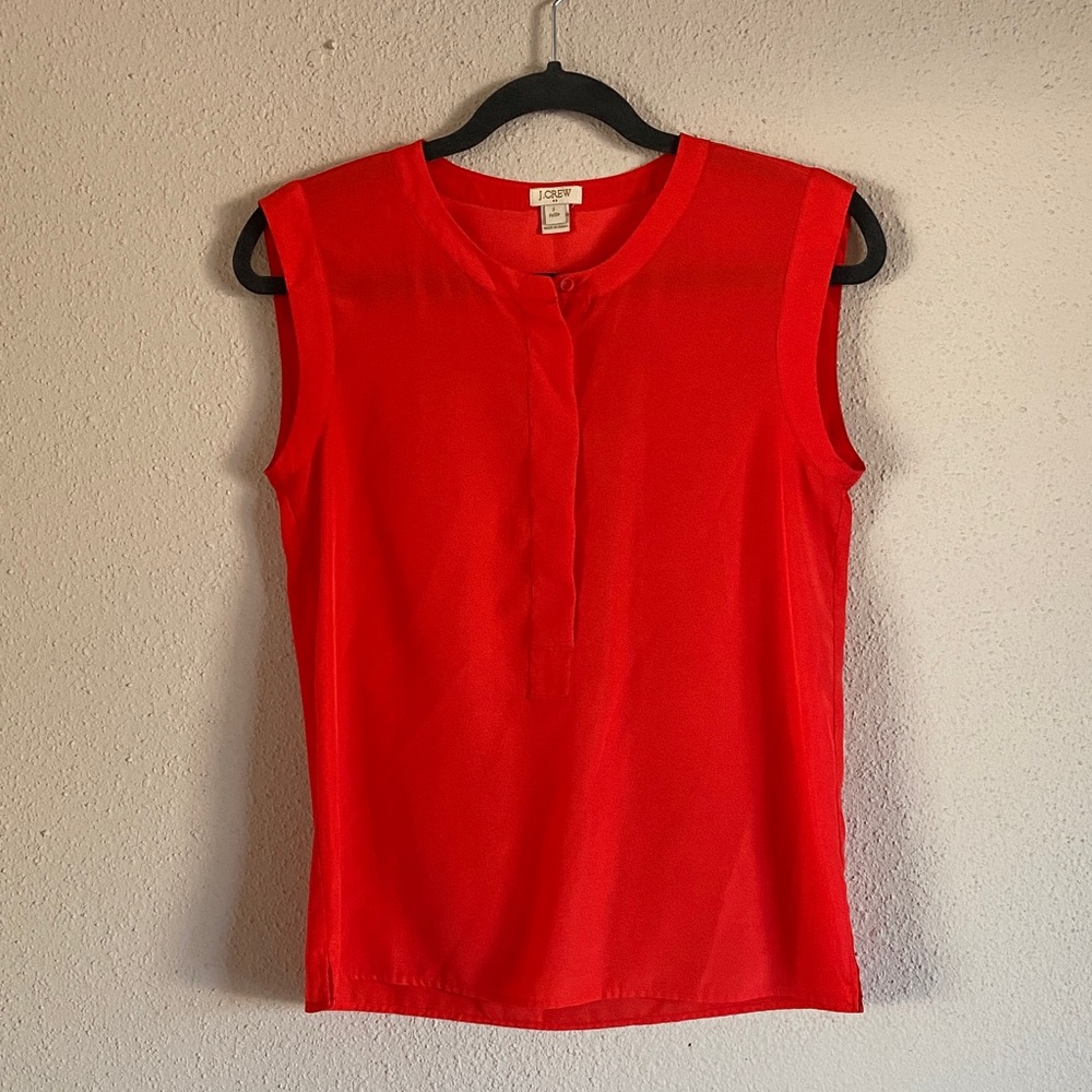J. Crew Vibrant Red Sleeveless Blouse